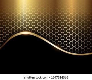 Abstract gold background, shiny and glossy vector illustration. 