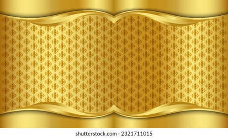 Abstrakter goldener Hintergrund mit gewellten Streifen mit elegantem goldenem thailändischem Muster, geeignet für Hintergrund oder soziale Medien.