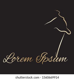 abstract gold ballerina, vector logo template