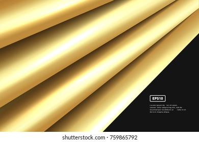 Abstract gold banner on black background. Design modern luxury futuristic background vector illustration.