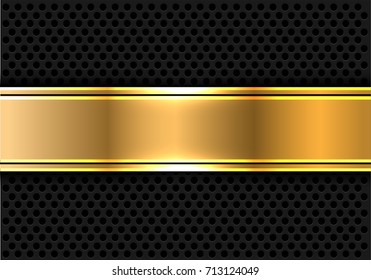 Abstract gold banner on gray circle mesh design modern luxury futuristic background vector illustration.