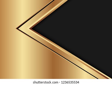 Abstract gold black arrow direction on dark grey blank space design modern futuristic background vector illustration.