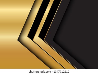 Abstract gold black arrow direction on dark grey blank space design modern futuristic background vector illustration.