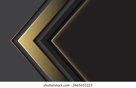 Abstractas oro negro flecha dirección geométrica gris espacio en blanco diseño moderno futurista Ilustración vectorial de fondo.