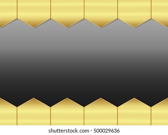 Abstract gold and black background with metallic place for text, vector illustration