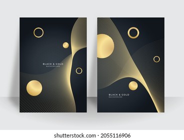 Abstract gold black background. Modern cover design template background. Corporate annual report or book design template