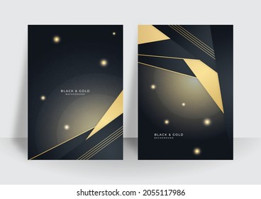 Abstract gold black background. Modern cover design template background. Corporate annual report or book design template