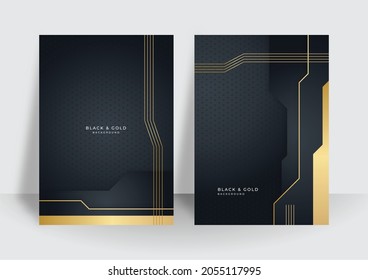 Abstrakter goldener schwarzer Hintergrund. Moderner Hintergrund für Cover-Design-Vorlagen. Geschäftsbericht oder Buchdesignvorlage