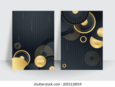 Abstract gold black background. Modern cover design template background. Corporate annual report or book design template