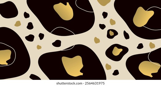 Abstract gold and black background with simple shapes .Hand drawn shapes and lines ,doodle backdrop
