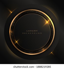 Abstract gold and black circle background. Golden rings with luxury glow effect.