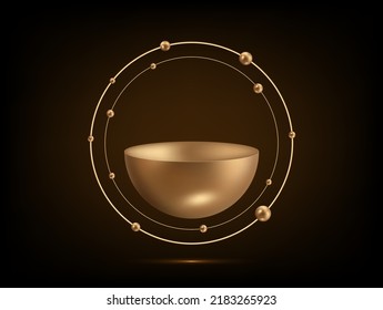 Abstract gold and black circle podium background. Vector