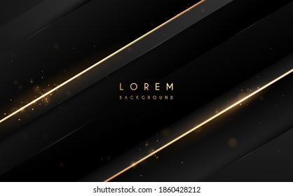 Abstract gold and black lines background with glow effect