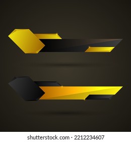 Abstract gold and black lower third banners for live breaking news and video streaming title. Luxury golden labels for video broadcast.