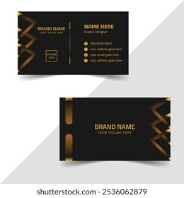 Abstract gold black luxury visiting card template . modern and creative business card design layout.  Elegant golden business card design . Free vector modern black and gold visiting card design.