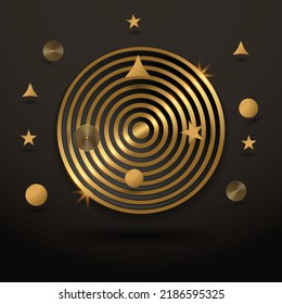 abstract gold and black rounded monogram with ornaments