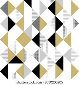 Abstract gold and black seamless pattern with triangles vector background