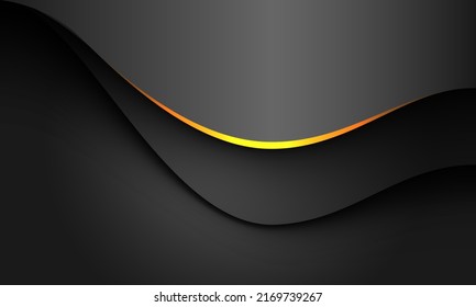 Abstract gold black shadow curve overlap on grey metallic design modern futuristic background vector illustration.