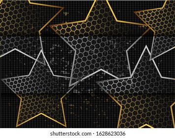 Abstract gold and black shiny vector background.