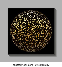 Abstract Gold And Black Vector Poster With 3d Optical Illusion. Relief Brush Strokes. Contemporary Golden Painting For Cover Design, Card, Flyer, Poster And Print. Hand Draw 3D Luxury Illustration.