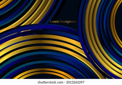 abstract gold and blue circles shapes on background. geometric shapes. vector illustration