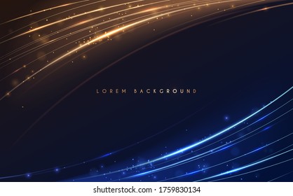 Abstract Gold And Blue Light Lines Background