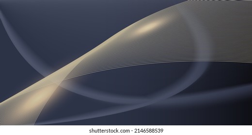 Abstract gold and blue lines background with luxury concept