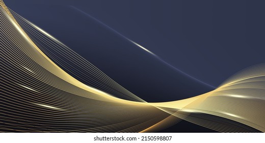 Abstract gold and blue lines background is suitable for modern companies