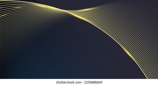 Abstract gold and blue lines background modern