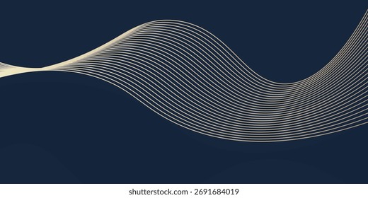 Abstract gold and blue lines background modern art