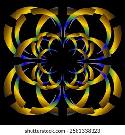 Abstract Gold and Blue Mandala. illustration and vector logo.