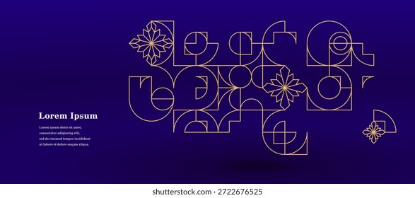 abstract gold blue round. geometric circle texture background. retro styled pattern. traditional concept.
