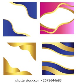 Oro Abstractas y Colección de fondo azul de la onda