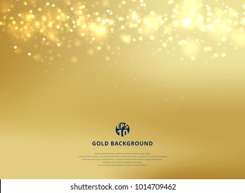 Abstract Gold Blurred Background With Bokeh And Gold Glitter Header. Copy Space. Vector Illustration