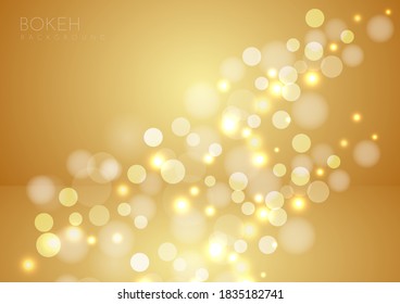 Abstract gold blurred background with bokeh. You can use for ad, poster, template, business presentation. Vector illustration  