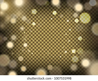 Abstract Gold blurred background, golden light bokeh on a transparent backdrop. Vector illustration, eps10