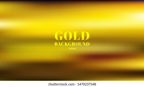 Abstract gold blurred gradient style background with horizontal lines textured. luxury smooth wallpaper. Vector illustration