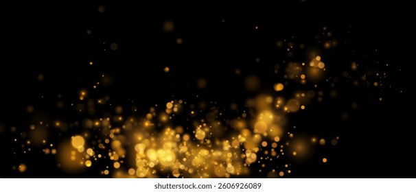 Abstract gold bokeh background with blurred lights.	