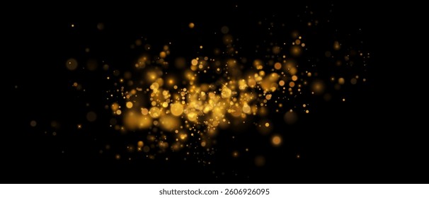 Abstract gold bokeh background with blurred lights.	