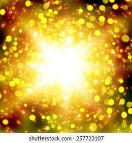 Abstract gold bokeh background. Vector illustration