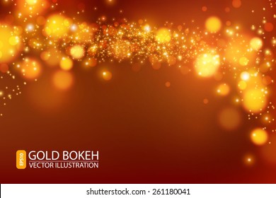 Abstract gold bokeh background. Vector illustration