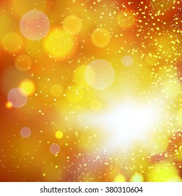 Abstract gold bokeh background. Vector illustration