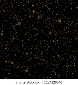 Abstract gold bokeh with black background. Glitter defocused abstract twinkly lights Christmas template EPS 10