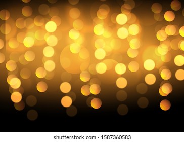Abstract gold bokeh with black background