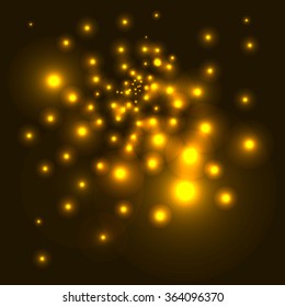 Abstract gold bokeh digital background. Graphic resources design template. Vector illustration