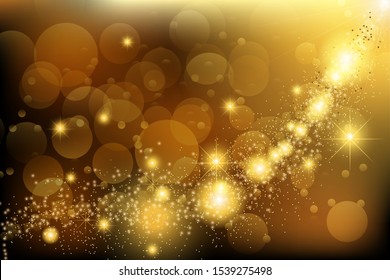 Abstract gold bokeh element with glitter effect on black background. Vector illustration design.