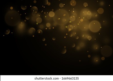 Abstract Gold Bokeh Form Water With Black Background