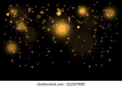 Abstract gold bokeh form water with black background