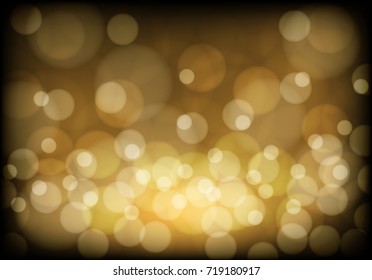 Abstract gold bokeh light on black night luxury background vector illustration.