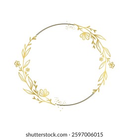 Abstract Gold Botanical Circle Design Template